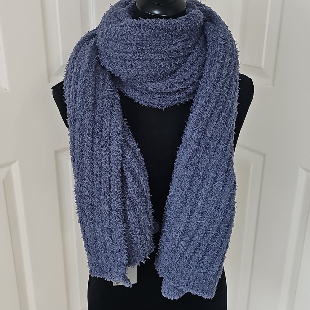 New Nordstrom Rack Solid Cozy Ribbed Textured Muffler Scarf Blue OS - Picture 3 of 9